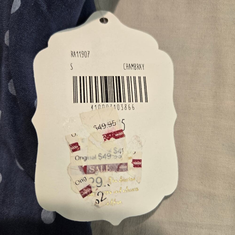 NWT Altar'd State Blue Chambray Tank Top Polka Dots Sz S Coastal Cowgirl Summer - Picture 4 of 9